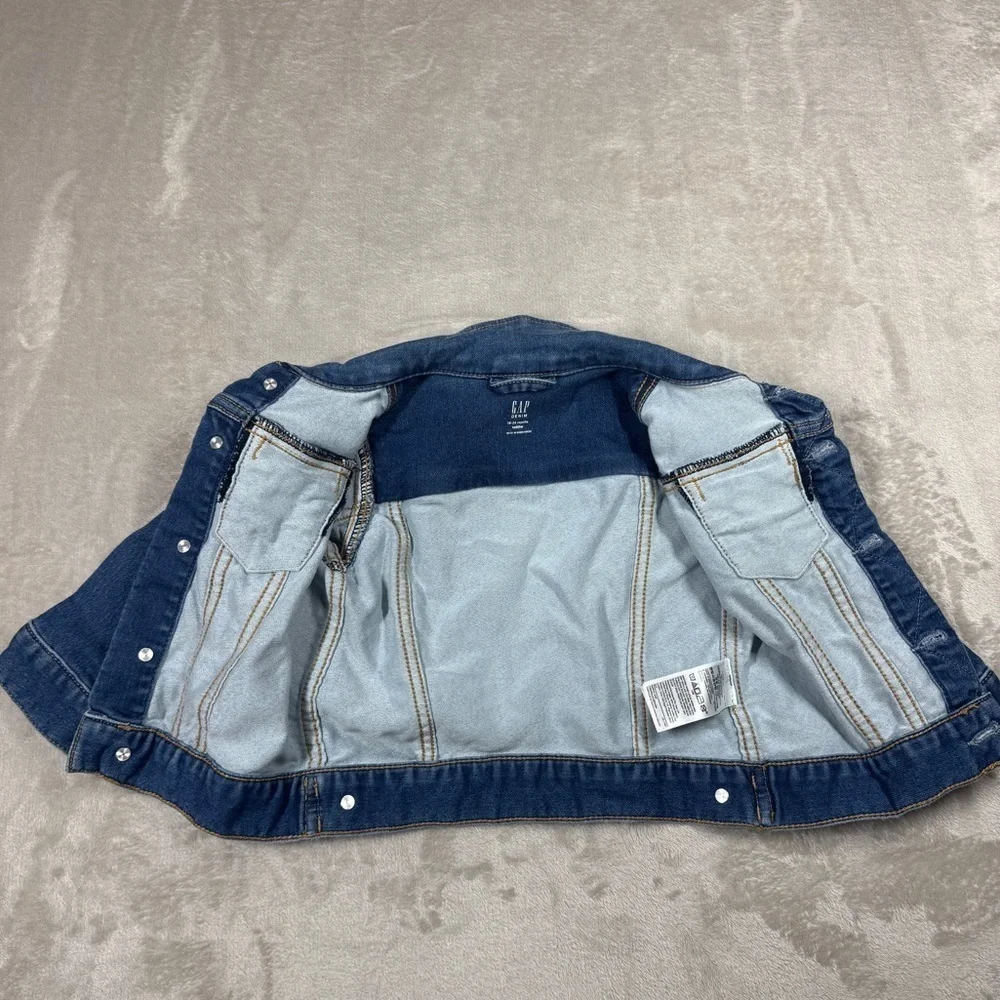 Gap Denim Button Front Collared Girl’s Blue Jeans Jacket Size 18-24 Months